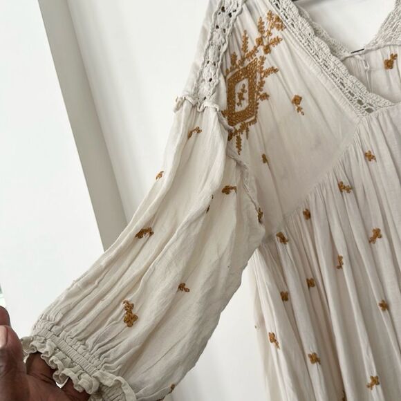 Free People Lavender Fields Midi Dress L (gold & cream) - Picture 4 of 7